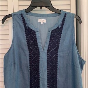 CROWN & IVY Sleeveless Chambray Denim Dress